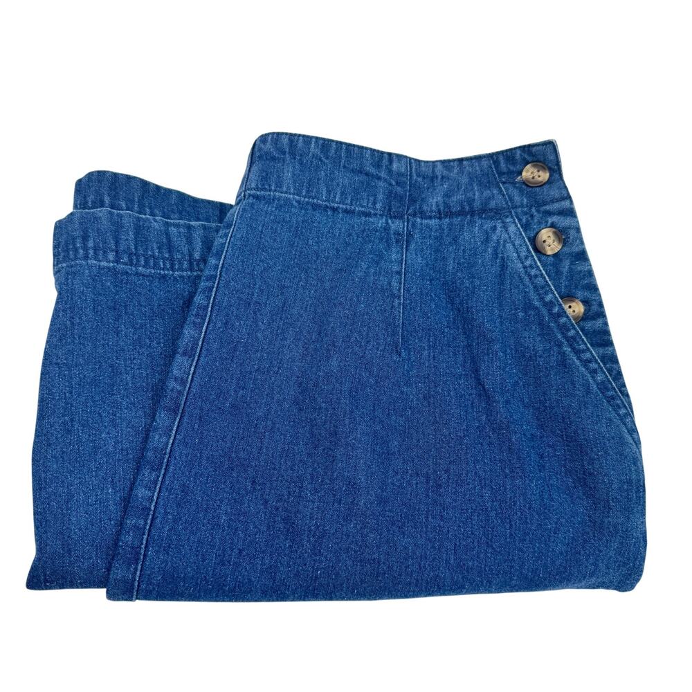 Talbots Denim Skirt Womens 10 (29x36 ACTUAL) Maxi Blue + Pockets Classic Vintage